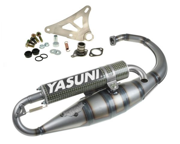 Auspuff Yasuni Scooter R Carbon Aprilia Yamaha Minarelli stehend 50 2T