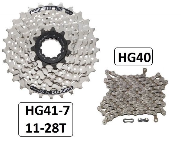 Set Cassette Shimano Acera HG41-7 11-28T + Kette CN HG40