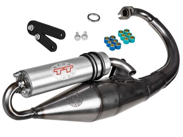 Auspuff Leovince Handmade TT Sport Aprilia Yamaha Minarelli 50 stehend